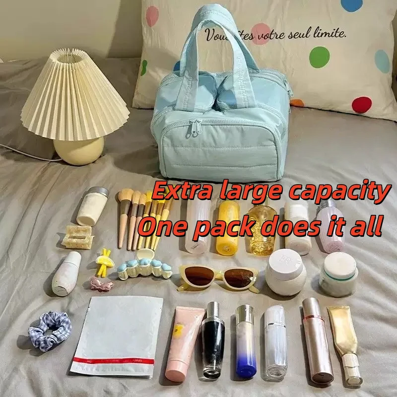 1 PC Large-Capacity Cosmetic Bag, Multi-Compartment Travel Wash Storage Bag, Portable Travel Beauty Storage Bag With Handle