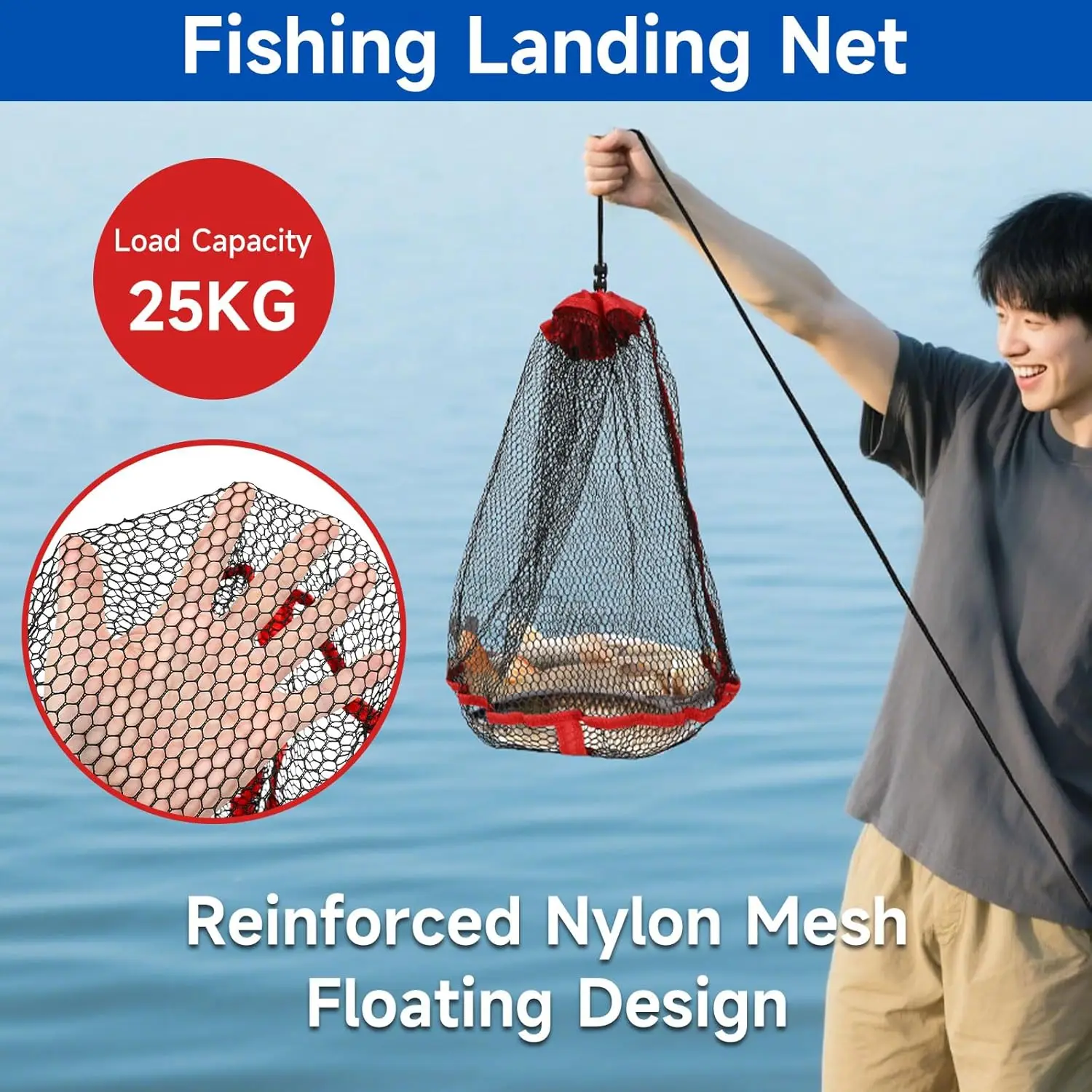 

Portable Fishing Net Oxford Fish Cage Fishing Net Bag Foldable Fishing Basket Fish Cage 0.5-2m Outdoor Fishing Live Fishing Bag