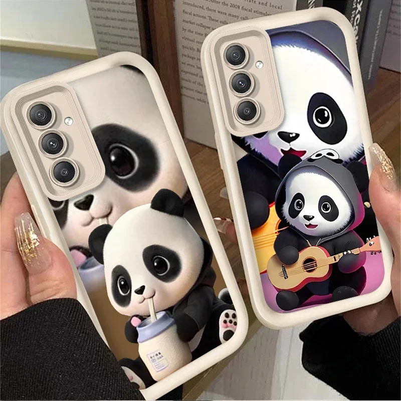 Lovely Cartoon Panda Case for Samsung Galaxy S25 S24 S23 Ultra S22 S21 Plus FE 5G A54 A34 A14 A73 A53 A33 5G Soft Silicone Cover