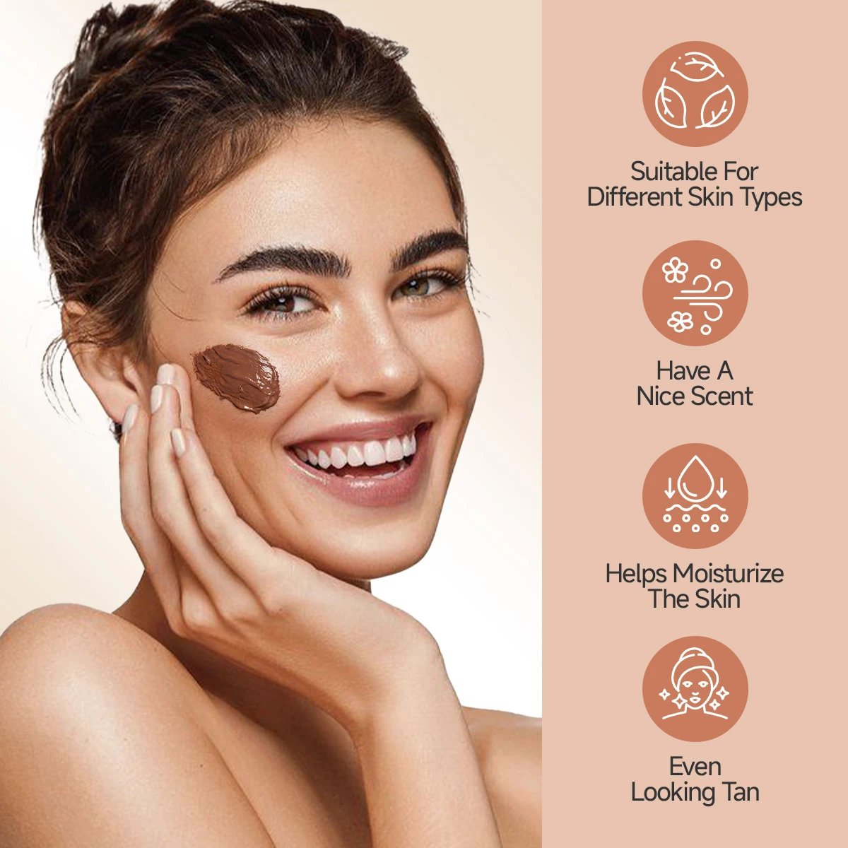 SELF-TAN FACE LOTION, long-lasting moisturizing, evens skin tone, brightens skin enhances radiance, suitable for all skin types