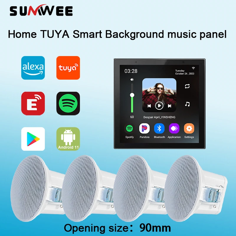 Домашняя умная аудиосистема Android 11, WIFI, панель управления TUYA, Bluetooth, настенный усилитель, потолочные колонки, голосовой музыкальный плеер ALEXA Домашняя умная аудиосистема Android 11, WIFI, панель управления TUYA, Bluetooth, настенный усилитель, потолочные колонки, голосовой музыкальный плеер ALEXA
