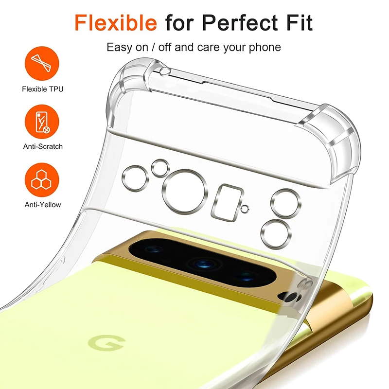 Luxuriöse stoßfeste Silikon-Soft-Hülle für Google Pixel 10 9 8 7 6 Pro 9A 8A 7A 6A XL 5GTransparente Abdeckung Shell Clear Slim – Detail 6