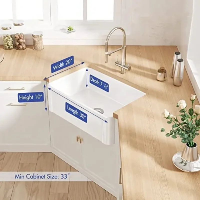 Bathroom Kitchen Sink Apron Front Rectangular Single Sink Top Sale  Easy to Clean Heat Resistant