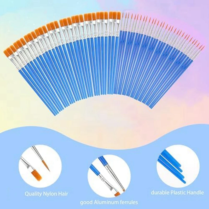 60 Empty Paint Can Strips 3Ml With 30 Paint Brushes Set Clear Paint Cups Set Kit With Lid Acrylic For Painting Art School