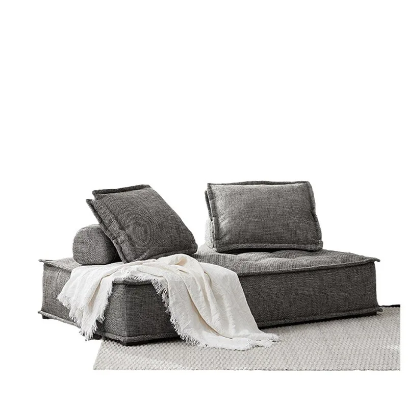 

Living room simple modern small apartment Internet celebrity sofa, straight row tofu cloth sofa