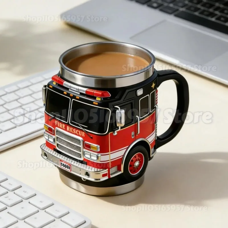 

Creative Firefighting Truck Design Coffee Mug - Funny Tea Cup for Hot Cold Water Juice - Durable Tea Set for All Seasons