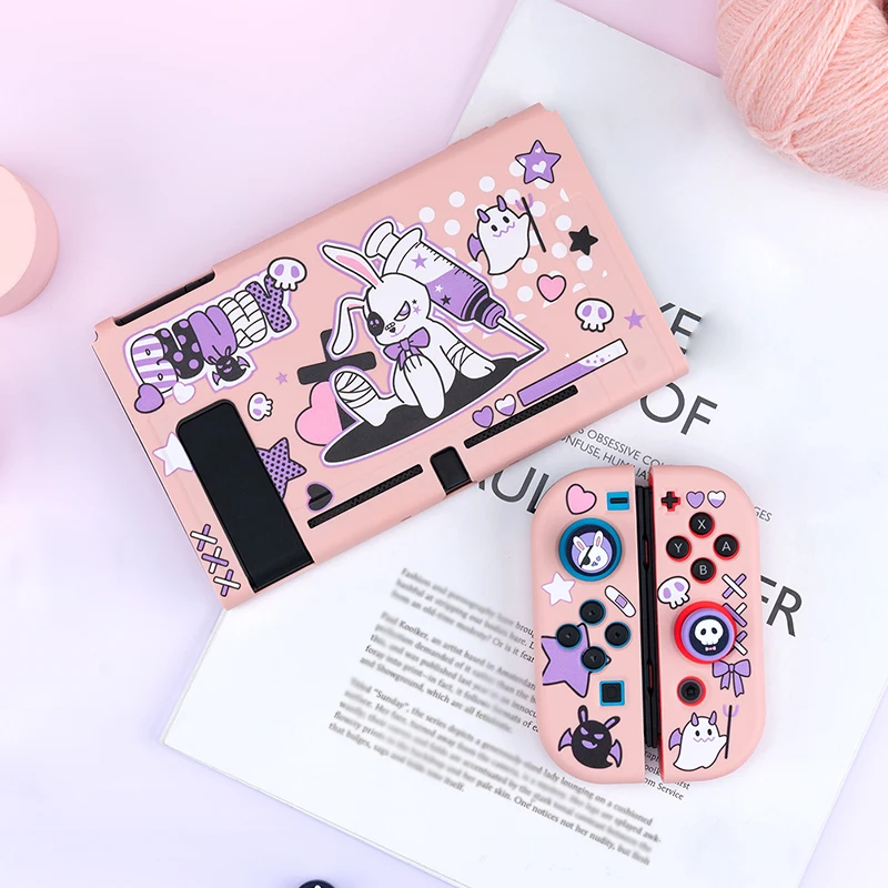 Cute Bunny Protective Shell TPU Soft Cover Case Anti-fall Game Console Housing Case NS Box For Nintendo Switch Accessories