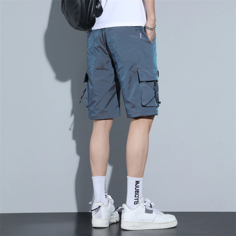 Summer new gradient shorts for men\'s trendy American style loose and breathable quick drying workwear casual two-part pants