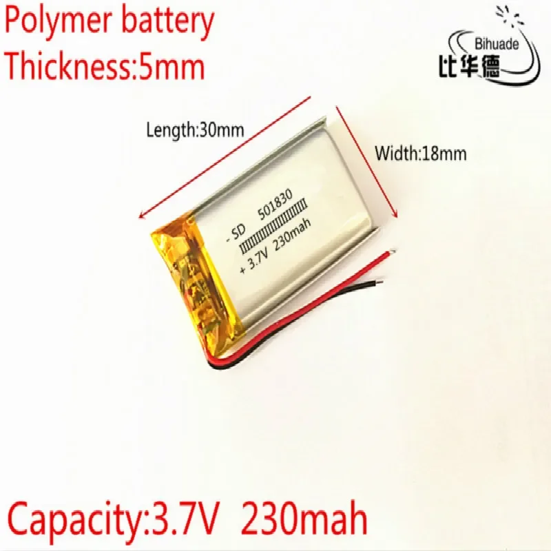 small size 3.7v 230mah battery/ li polymer battery SD 501830