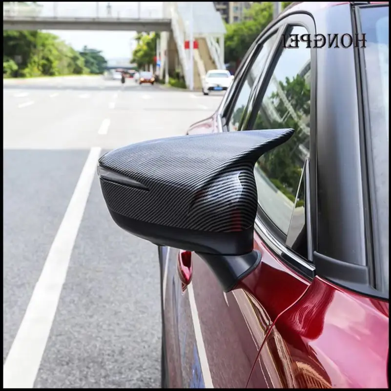 

For Mazda CX-3 CX3 2014-2023 Door Side Wing Rearview Mirror Cover Cap Sticker Trim With Horn Car Styling Parts Auto Accessories