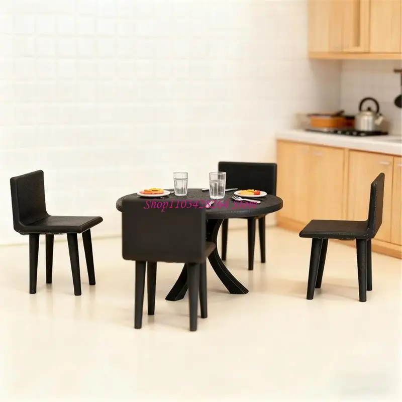 

Miniature Plastic Dollhouses Dining Table And Chair Set 1:18 Scale
