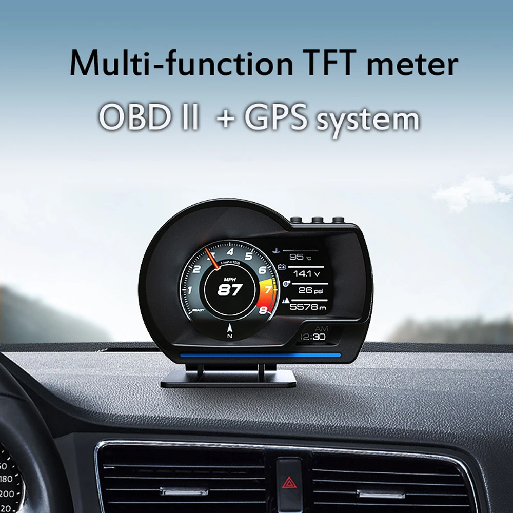 

Датчик турбооб/мин, спидометр времени, цифровой одометр OBD2 + GPS, умный датчик, несколько функций сигнализации, автомобильный проекционный дисплей