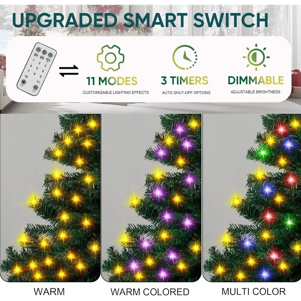 شجرة عيد الميلاد من شجرة التنوب المضاءة مسبقًا بطول 6 أقدام مع 350 مصباح LED و1000 نصيحة لديكور المنزل والخارج والمكتب