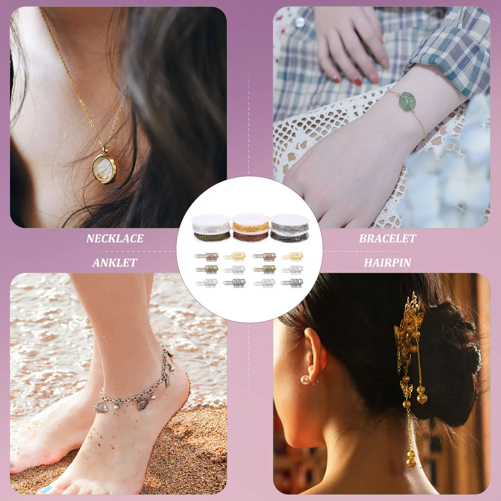 

1Set Flat Cross Chain Jewelry DIY Kit Lobster Clasps Opening Rings for Personalized Necklace Bracelet Chains for Jewelry Making