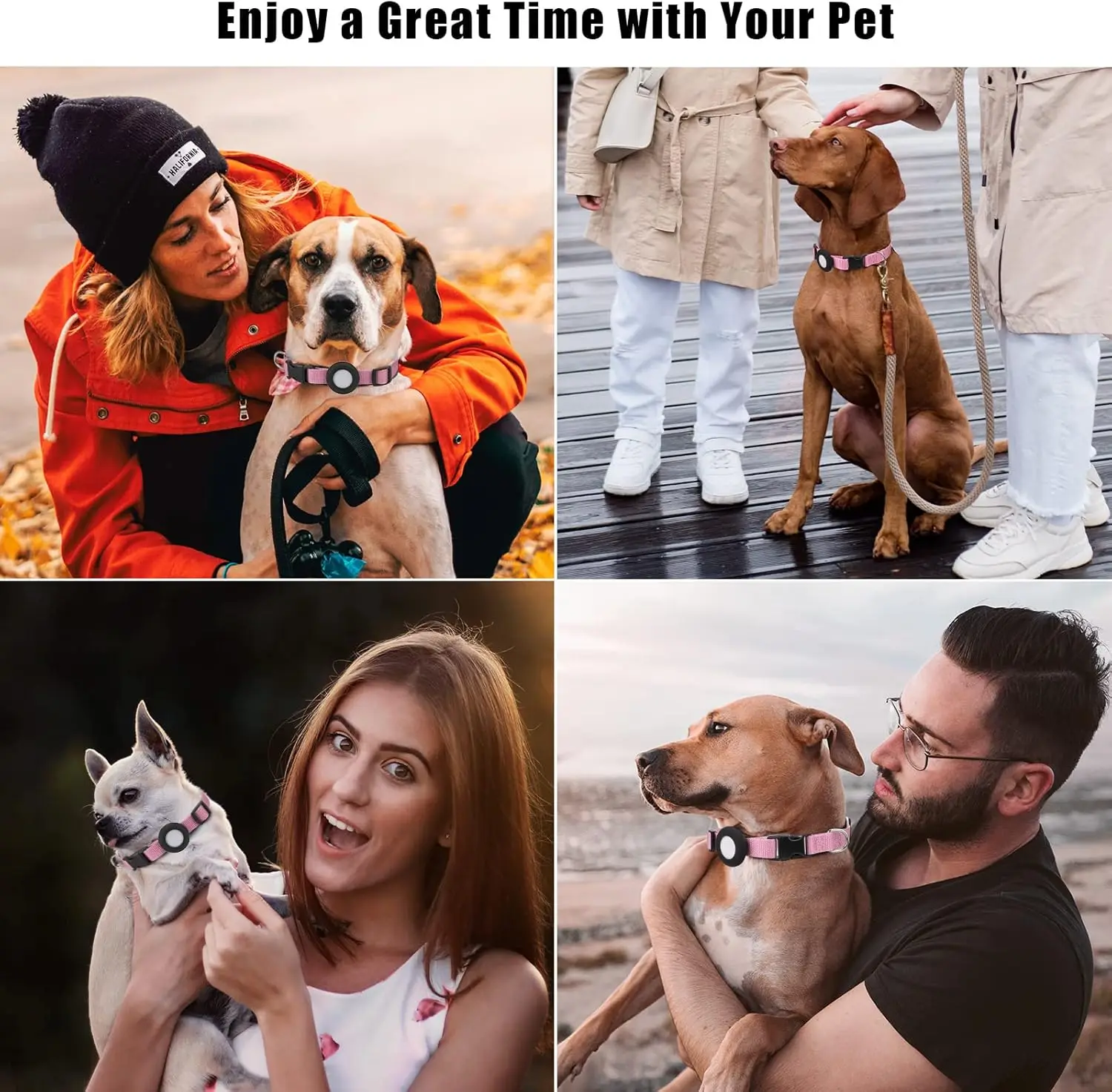 Airtag Dog Collar, Adjustable Air Tag Dog Collar with Durable Quick Snap Buckle,Imitation Nylon Dog Collar Holder for Small Dogs