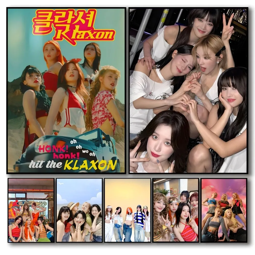 Kpop G-Gidle Klaxon Oil Painting Self-adhesive Art Waterproof Paper Sticker Coffee House Bar Room Wall Decor