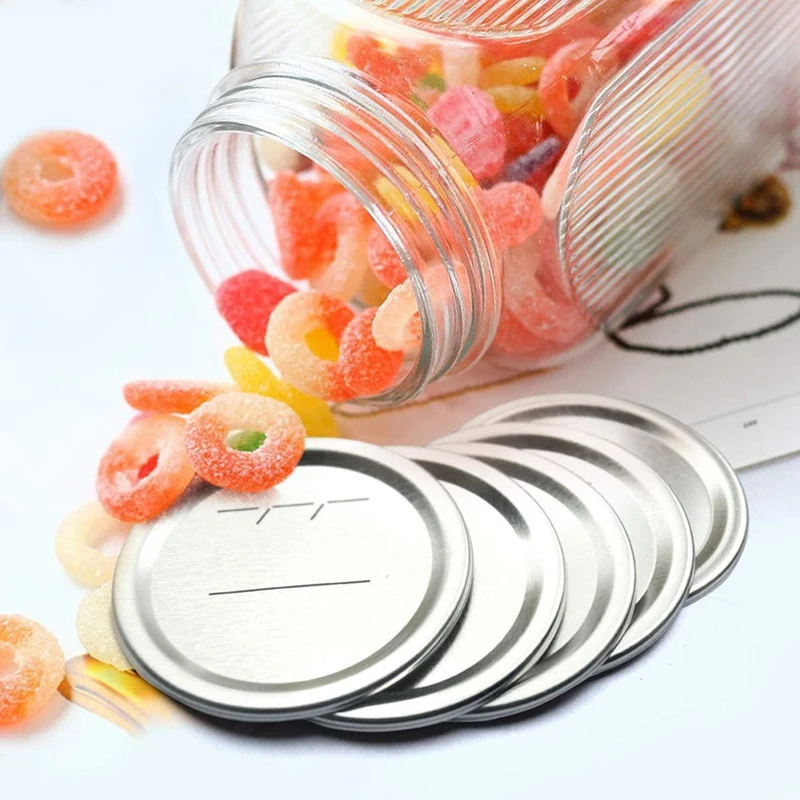 Canning Lids Regular Mouth For Ball/Kerr Jars, Split-Type Metal Jar Lids With Silicone Seals, Silver