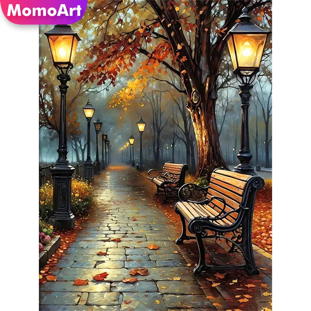 Momoart Diamond Embroidery Street Landscape New Arrival Painting Picture Rhinestones Diamond Mosaic Tree DIY Decor for Home