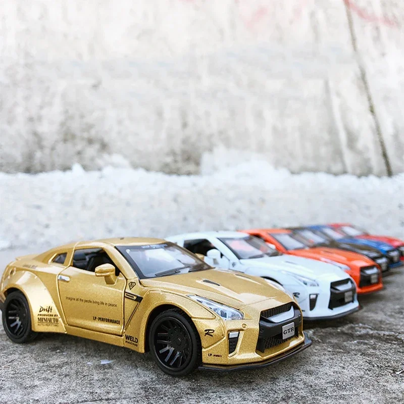1:32 Skyline Ares GTR R34 R35 Diecast Toy Car Model JDM Miniature Scale Alloy Metal Simulation Vehicles for Children Gift