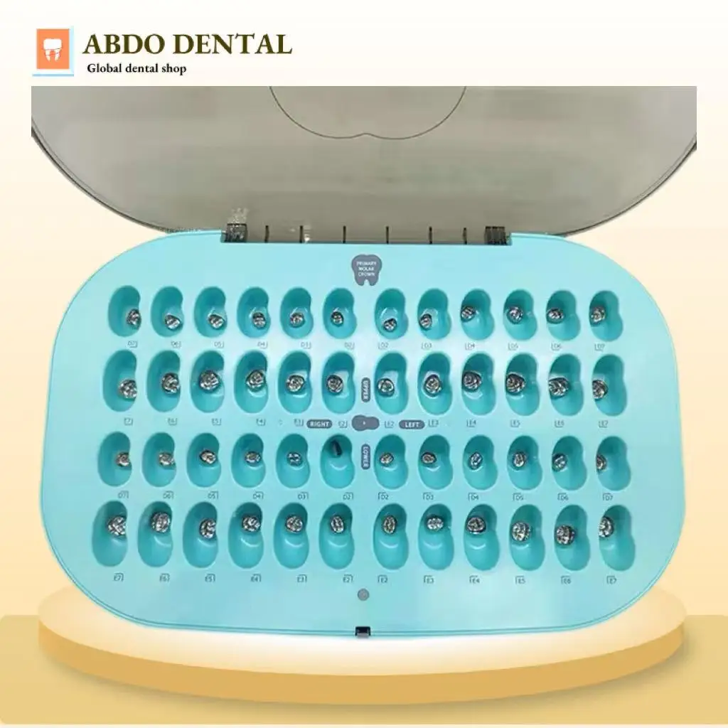 

Dental Kids Crown Stainless Steel Primary Molar Crown Intro Kit Dental Preformed Kids Metal Orthodontic Teeth Crown