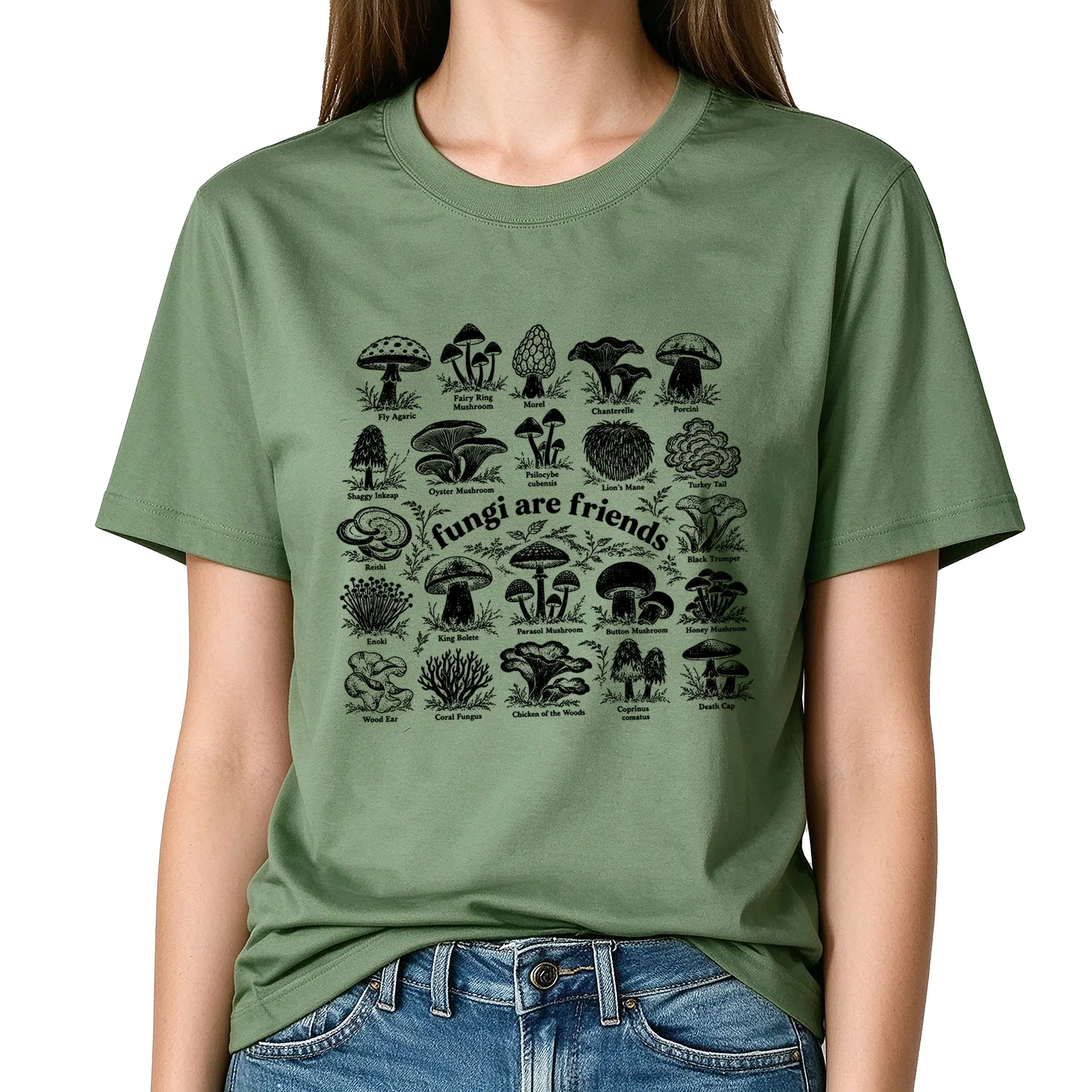 Mushroom Graphic T Shirt Vintage Botanical Mushroom Tshirt Nature Lover Graphic Top Funny Cotton Short Sleeve Tee Hiking Shirt