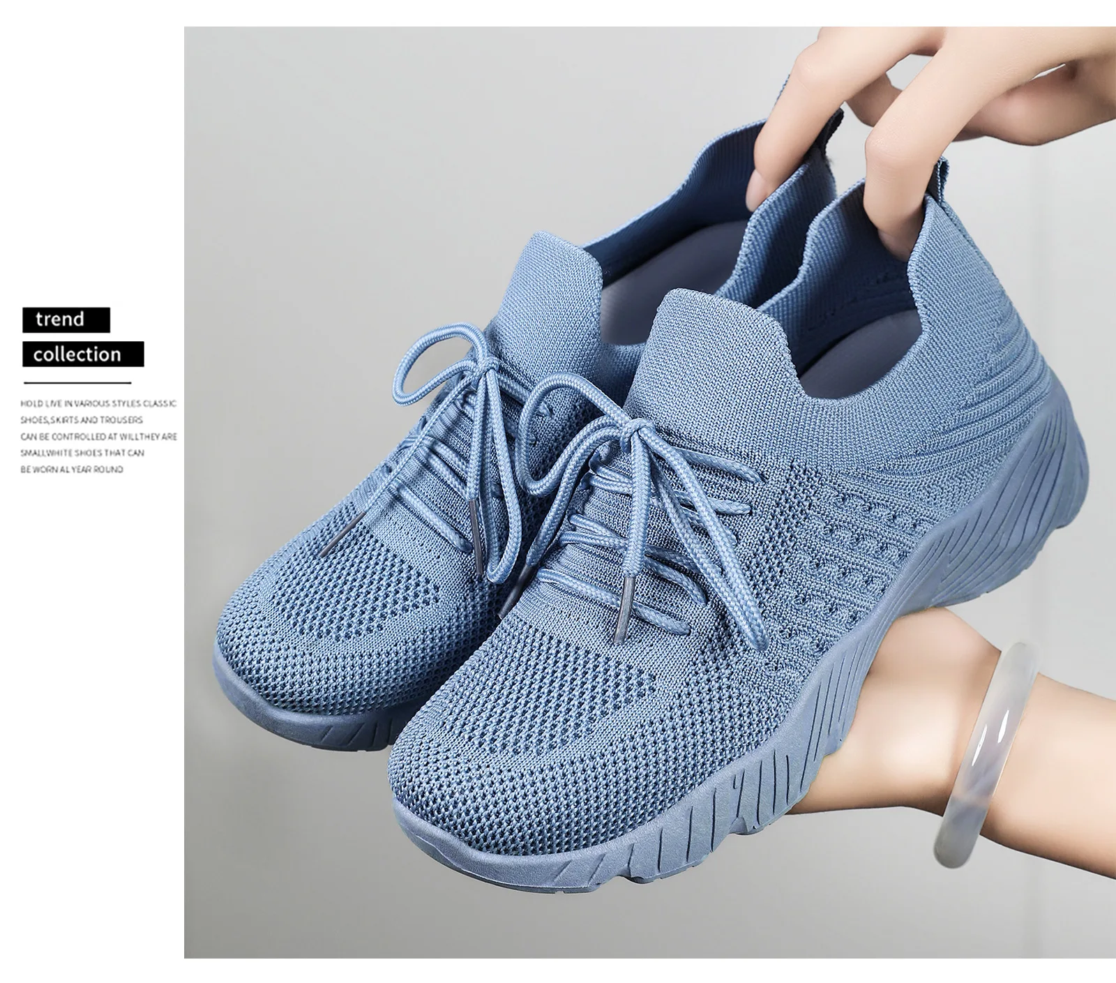 Atmungsaktive Damen-Sneaker aus Flying Weave, leichte, weiche Sohle, für ältere Menschen, Mutter, Wanderschuhe, Sommer-Mesh, rutschfeste, lässige Sportschuhe – Detail 17