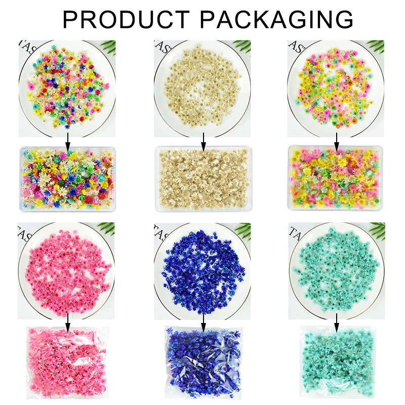 200/280pcs Small Flower Head Dried Flower Mini Star Bouquet DIY Epoxy Resin Garland Crystal Drop Glue Filler Art Craft Material