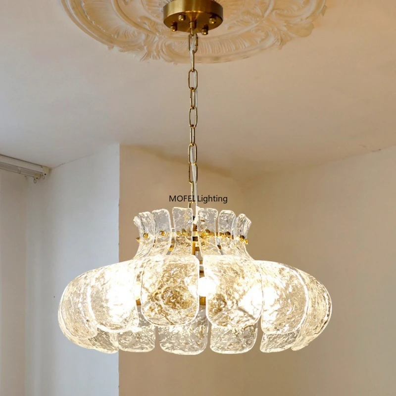 2026 Nordic Designer Lamp Ice-melting Retro Glass French Style Dining Room American-style Bedroom Home Decor Medieval Chandelier