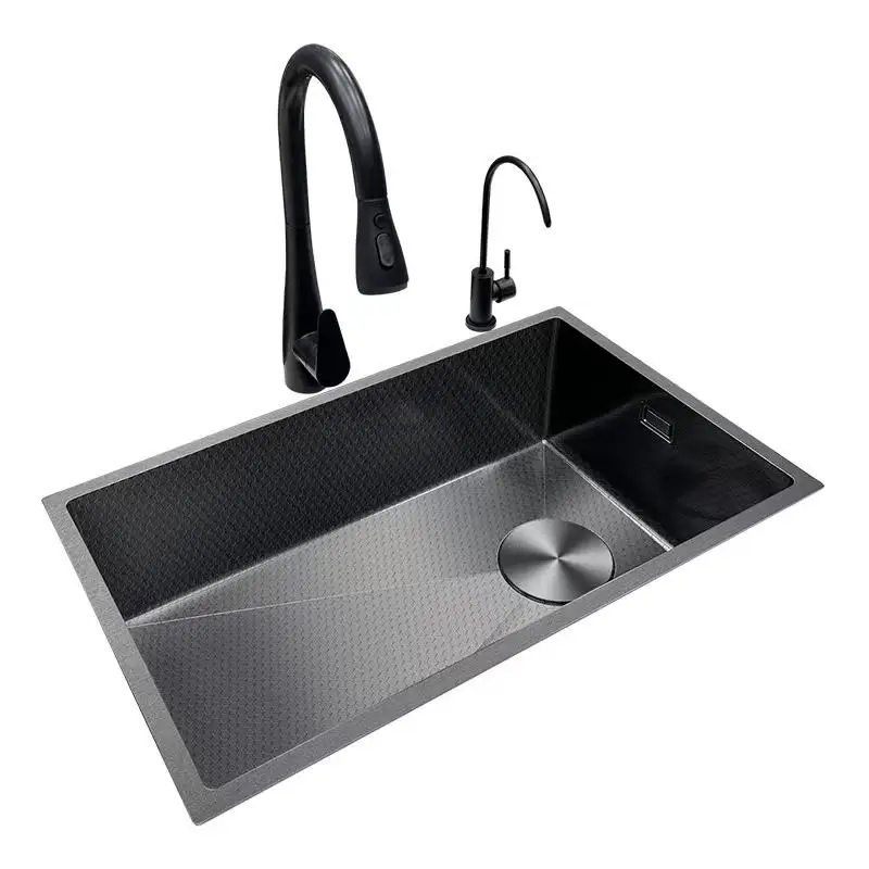 BestSelling Honeycomb Textured Stainless Steel Kitchen Sink Narrow Edge Single Basin Thickened for Washing Dishes Factory Direct