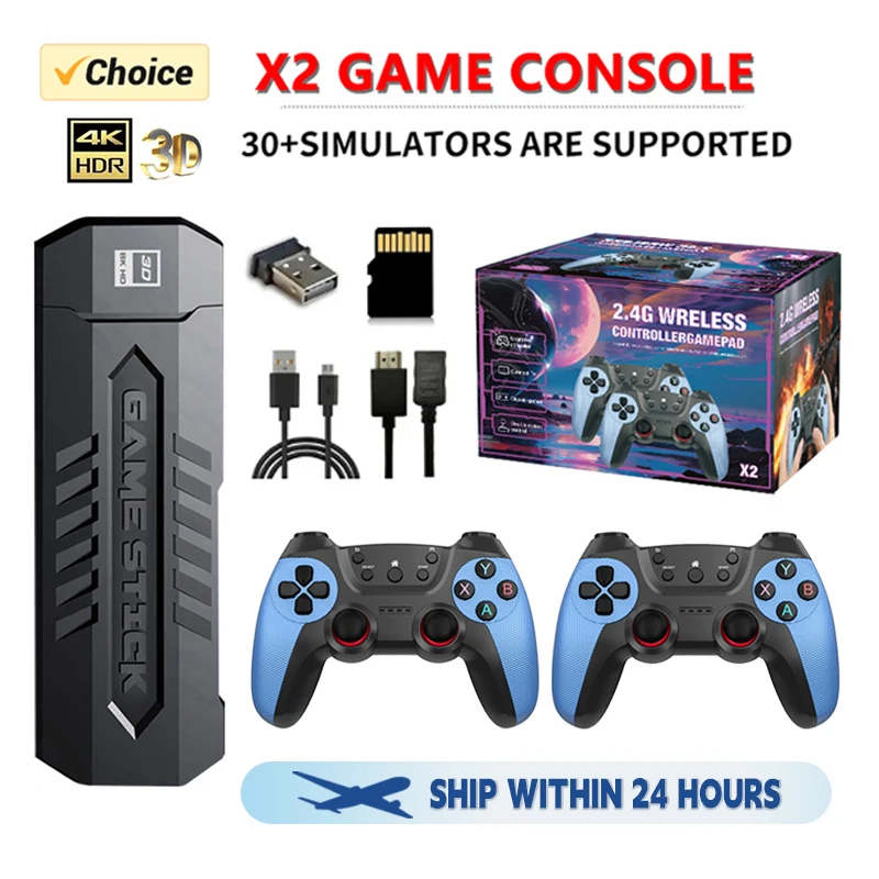 X2 الأزرق 256G 70000 ريترو ألعاب لعبة وحدة التحكم 4K HD لعبة فيديو عصا مع وحدة تحكم لاسلكية ل PS1/N64/GBA الأطفال هدية عيد الميلاد