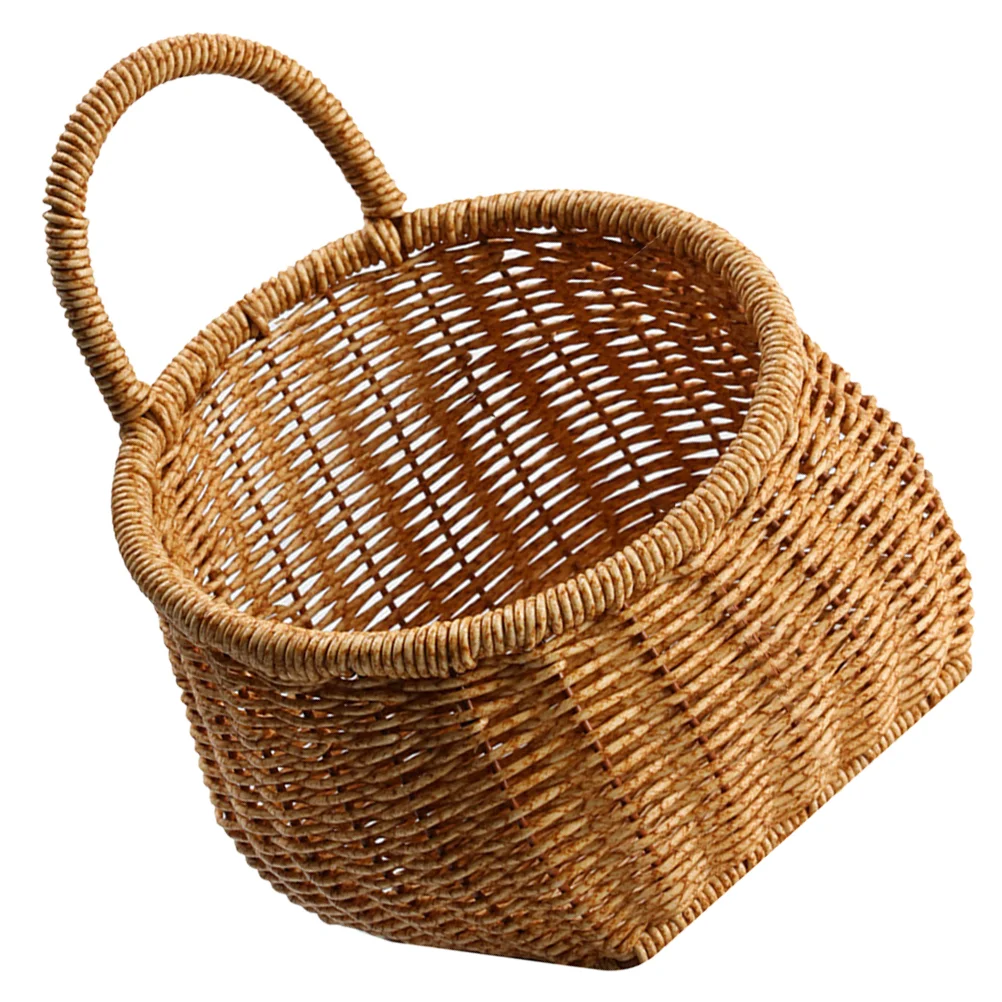 

Rattan Storage Basket Hanging Wall Baskets Fruit Railing Weaving Pp Vegetable Onion