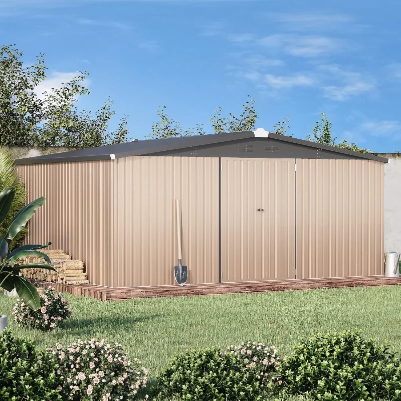 Large Steel Yard Shed,14' x 12' Shed Outdoor Metal Storage, Large Storage Sheds & Outdoor Storage Clearance 14' x 12'