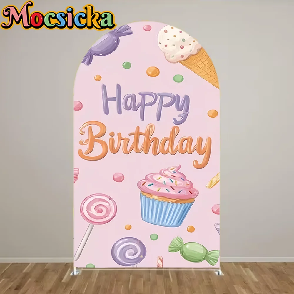 

Arch Backdrop Covers Sweet Candy Birthday Party Cream Sprinkles Ice Cream Baby Shower Kids Pink Parties Background Decorations