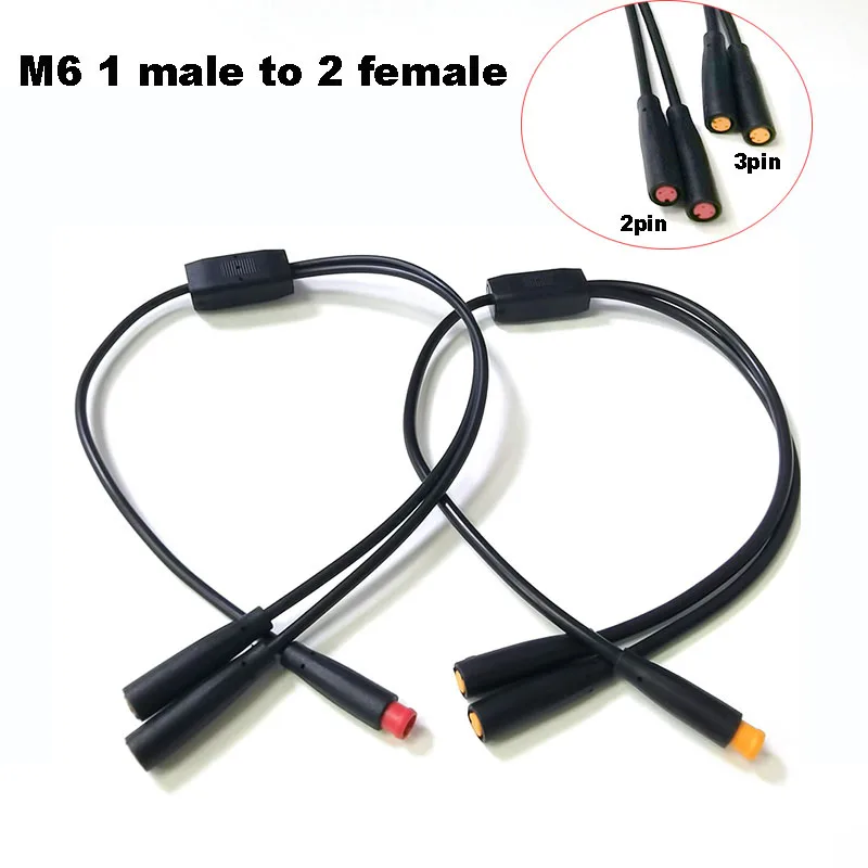 6mm M6 2 3 Pin core 1 male to 2 female Splitter Julet Electric Butt Cable Plug Connector for ebike waterproof Signal Sensor cord