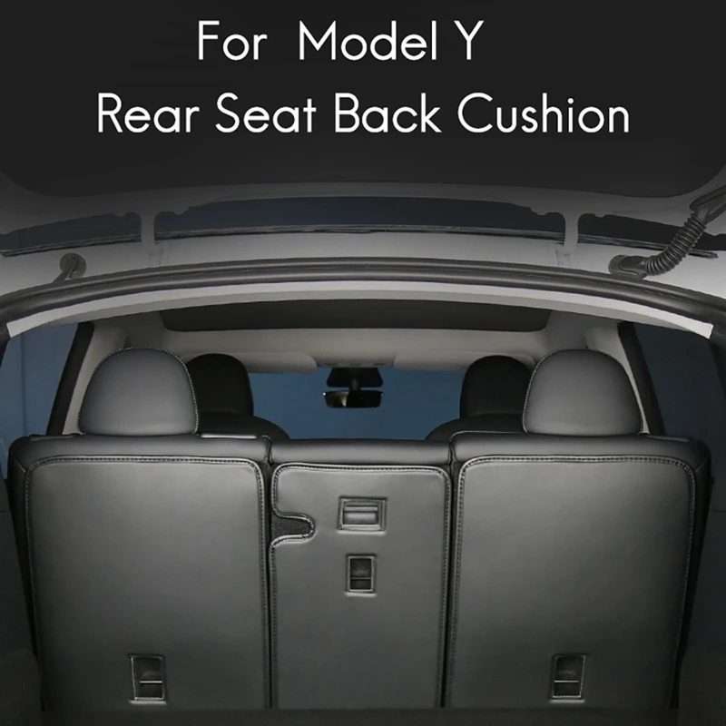 

For Tesla Model Y Leather Rear Seats Trunk Anti-Kick Pads Protector Kick Clean Mat Pad Kit Black