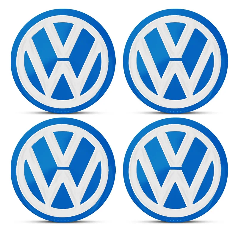 4Pcs Black/Blue Car Emblem Wheel Hub Center Stickers Accessories For Volkswagen Lavida POLO Tiguan Passat Golf EOS Scirocco Bora