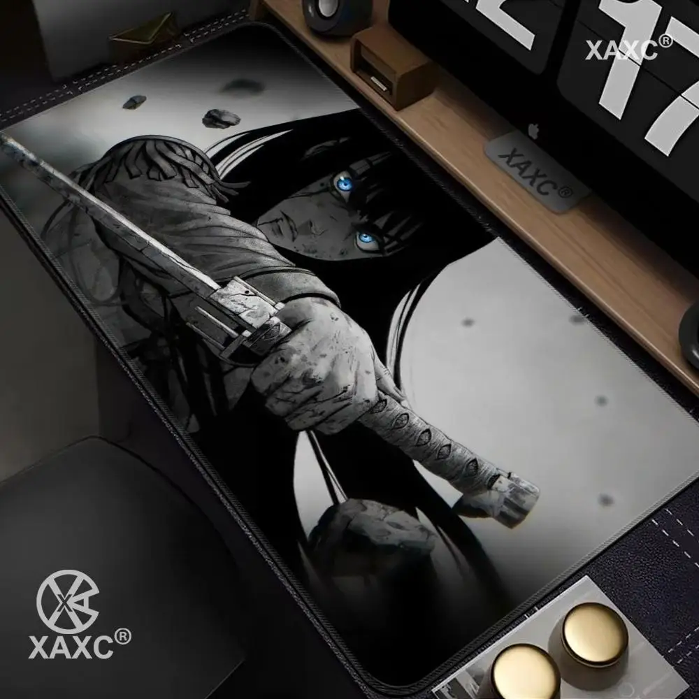 Girls Skeleton Sword Mouse Pad - Black White Non-Slip Rubber Desk Mat for Gaming Laptop Mouse Carpet