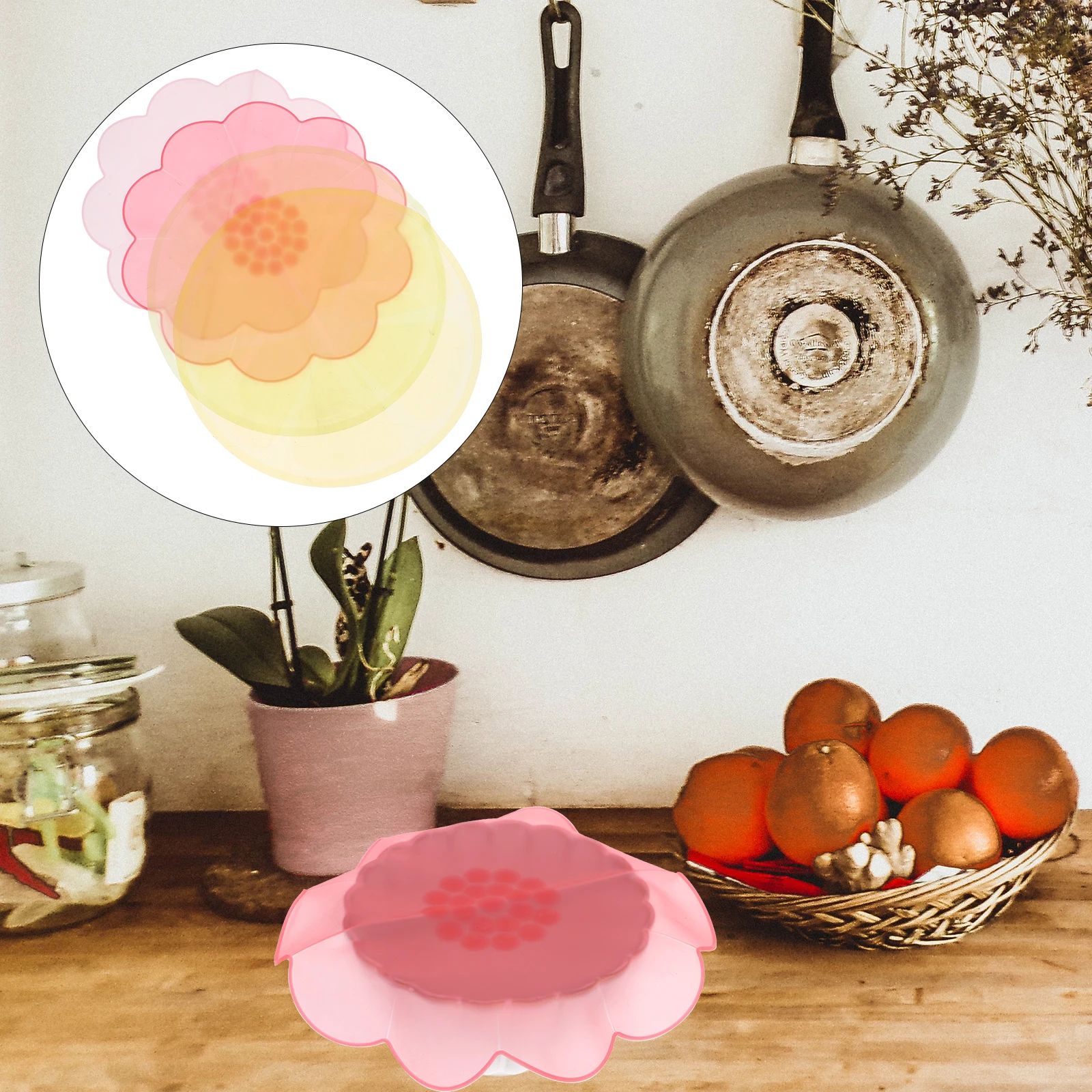 

4pcs Silicone Stretch Lids Reusable Bowl Covers Food Storage Seal Wraps Heat Resistant Hygienic Non Slip Travel Oven Safe