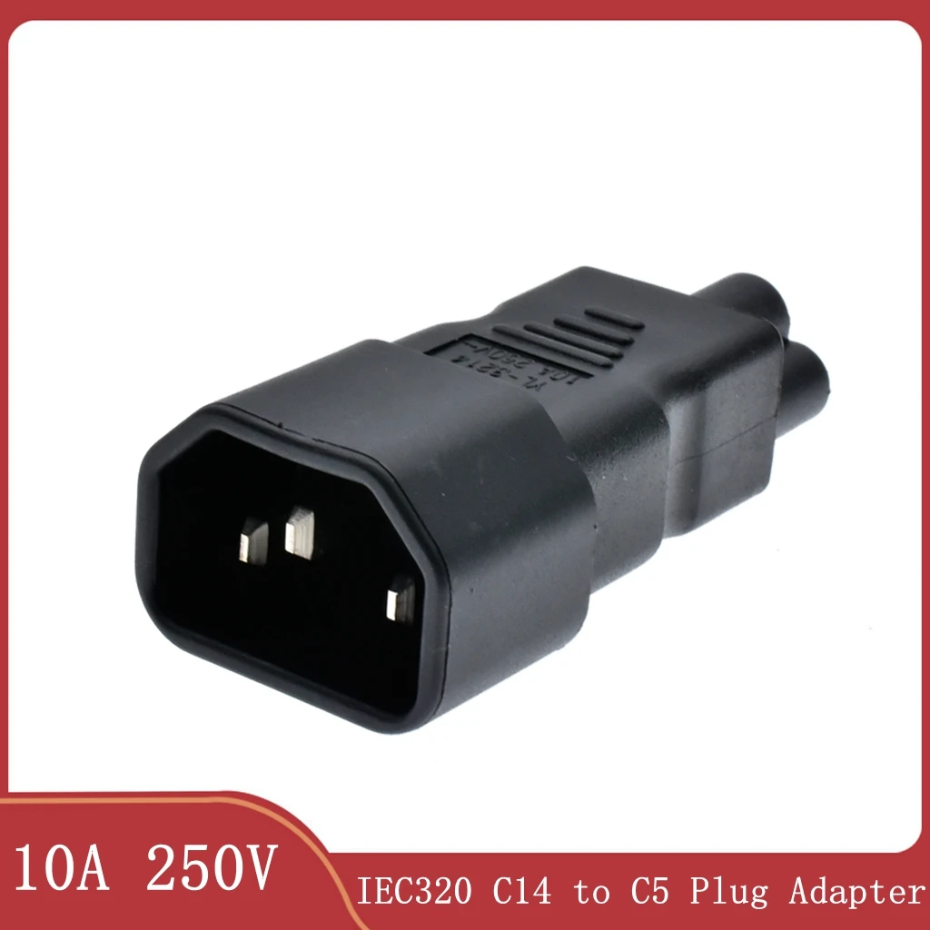 Adaptateur ca IEC 320 C14 mâle à C5 femelle, connecteur de cordon d'alimentation noir à 3 broches, câble de prise à 3 broches pour prise d'imprimante d'ordinateur portable