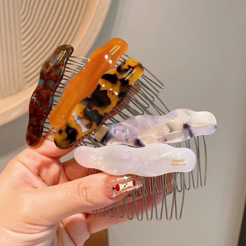 

Cloud Wave Dot Gold Label Hairband Insert Comb Broken Hair Acetic Acid Hair Insert Female Rear Head Comb Hair Hairpiece
