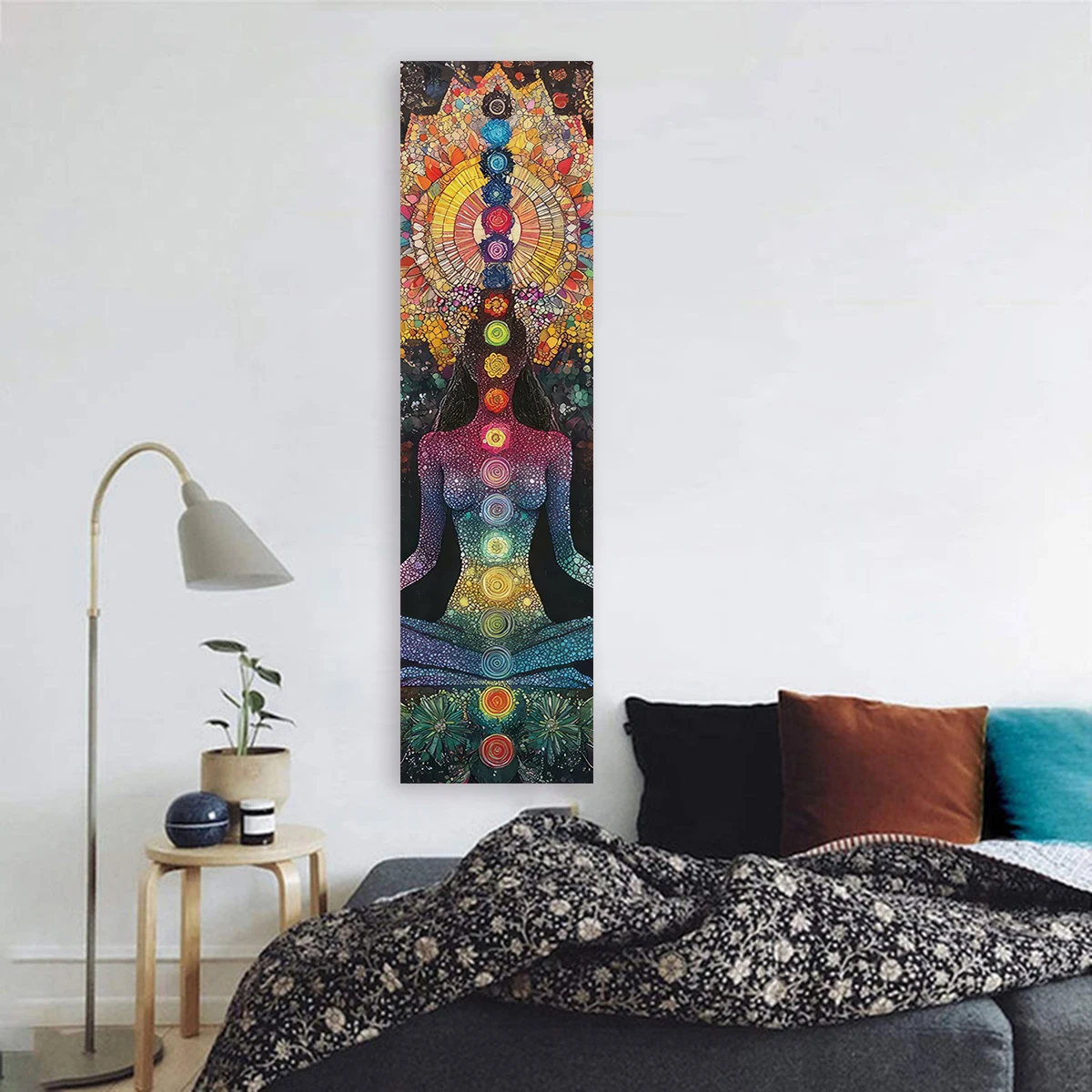 Bohemian Chakra Meditation Tapestry Colorful Mandala Rainbow Tapestry Wall Hanging For Living Room Bedroom Aesthetic Wall Decor