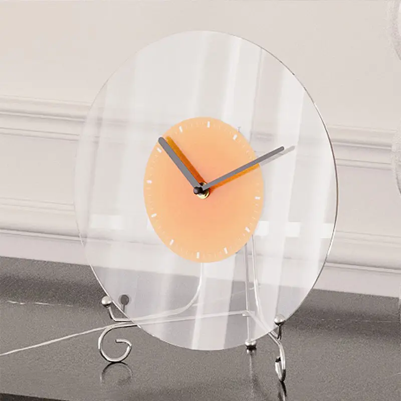 Modern Acrylic Wall Clocks Crystal Silent Wall Adhesive Round Table Clocks Stylish Desk Clock Interior Decoration Products