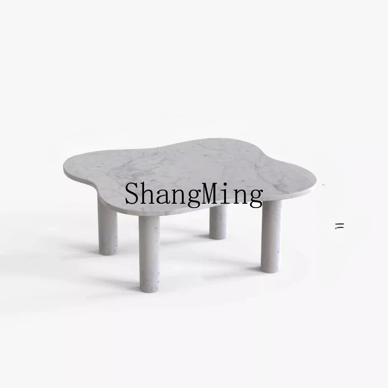 

FG natural travertine coffee table light luxury small apartment living room marble tea table low tea table
