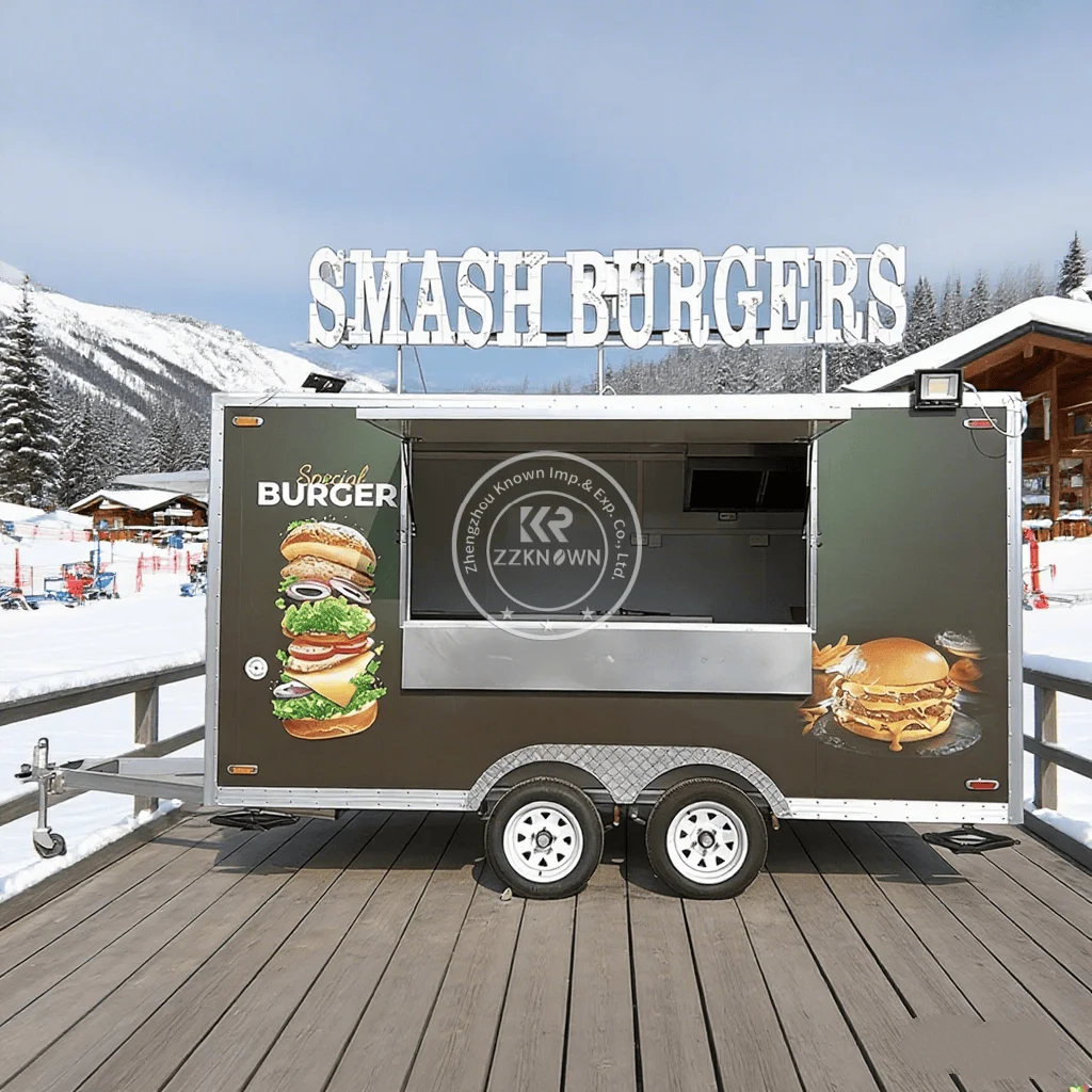 Stree Mobile Kiosk Food Vending Cart Ice Cream BBQ Restaurant Mobile Food Truck Fast Food Trailer Lunch Trucks for Sale