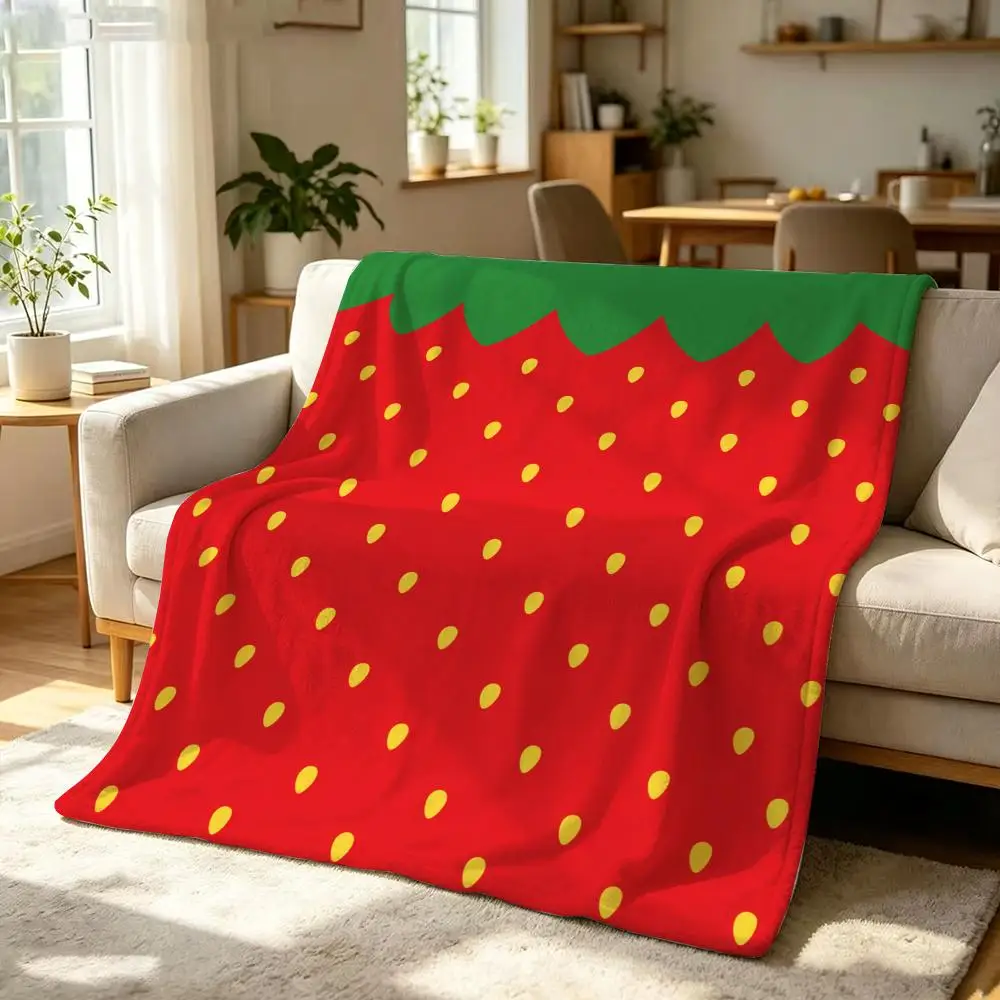 Summer Colorful Summer Fruit Pattern Throw Soft Warm Flannel Throw Blanket, Multi-use for Sofa Bed Office Nap