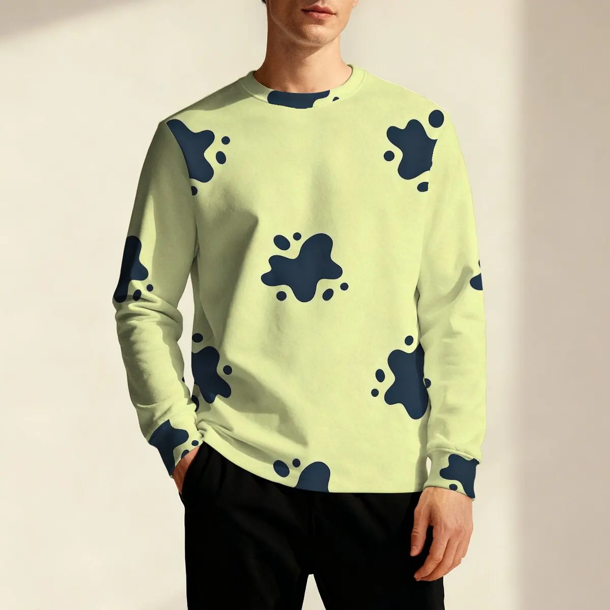 

Минималистичная мужская толстовка с круглым вырезом и длинными рукавами, с принтом, выполненным методом трафаретной печати, для осени и зимы, универсальный повседневный топ с возможностью персонализации.