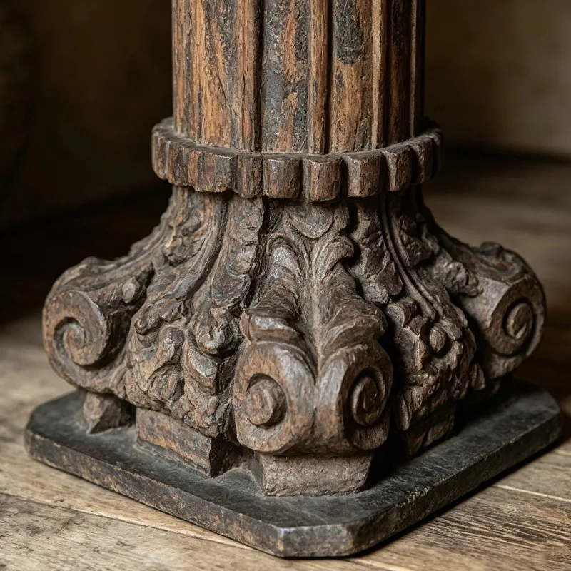 Medieval style wood carving beam ornaments, wabi wind living room entrance decorations, creative folk solid wood home crafts