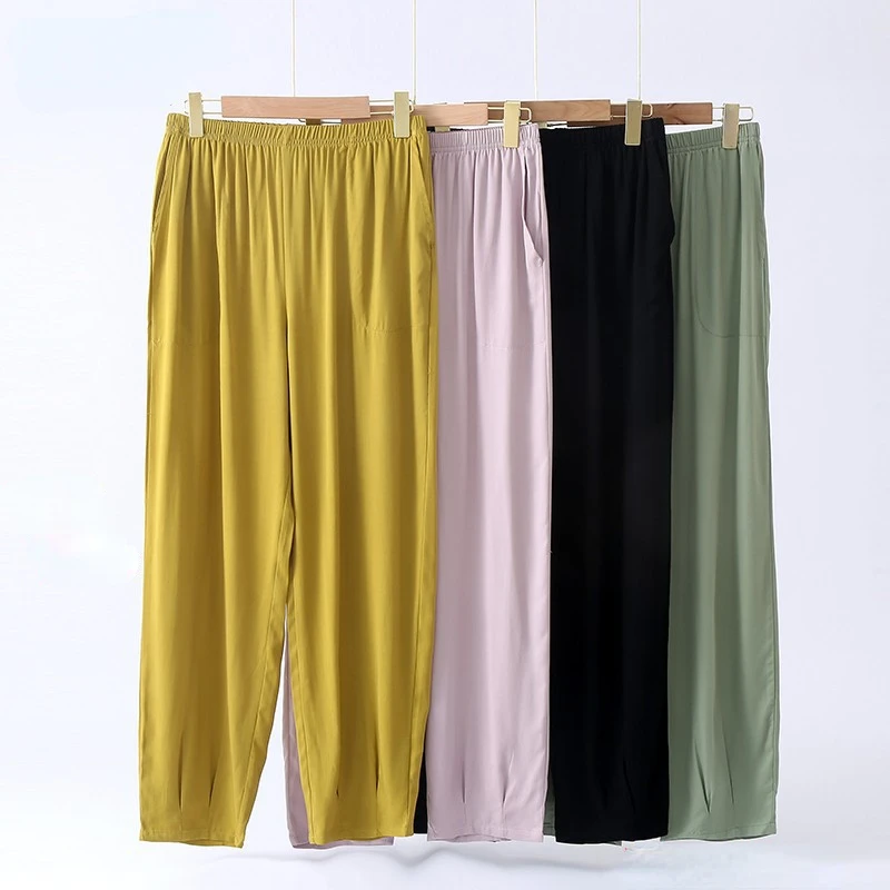 

Lady Banana Pants Leisure Home Anti-mosquito Pants Elastic Waist Viscose Sleep Bottoms Solid Pajama Pants Lounge Wear