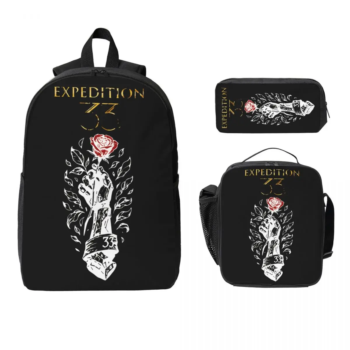 

3Pcs Clair Obscur- Expedition 33 Backpack Set for Kids Pencil Boxes Bookbag Sets with Lunch Box For School Students Knapsack