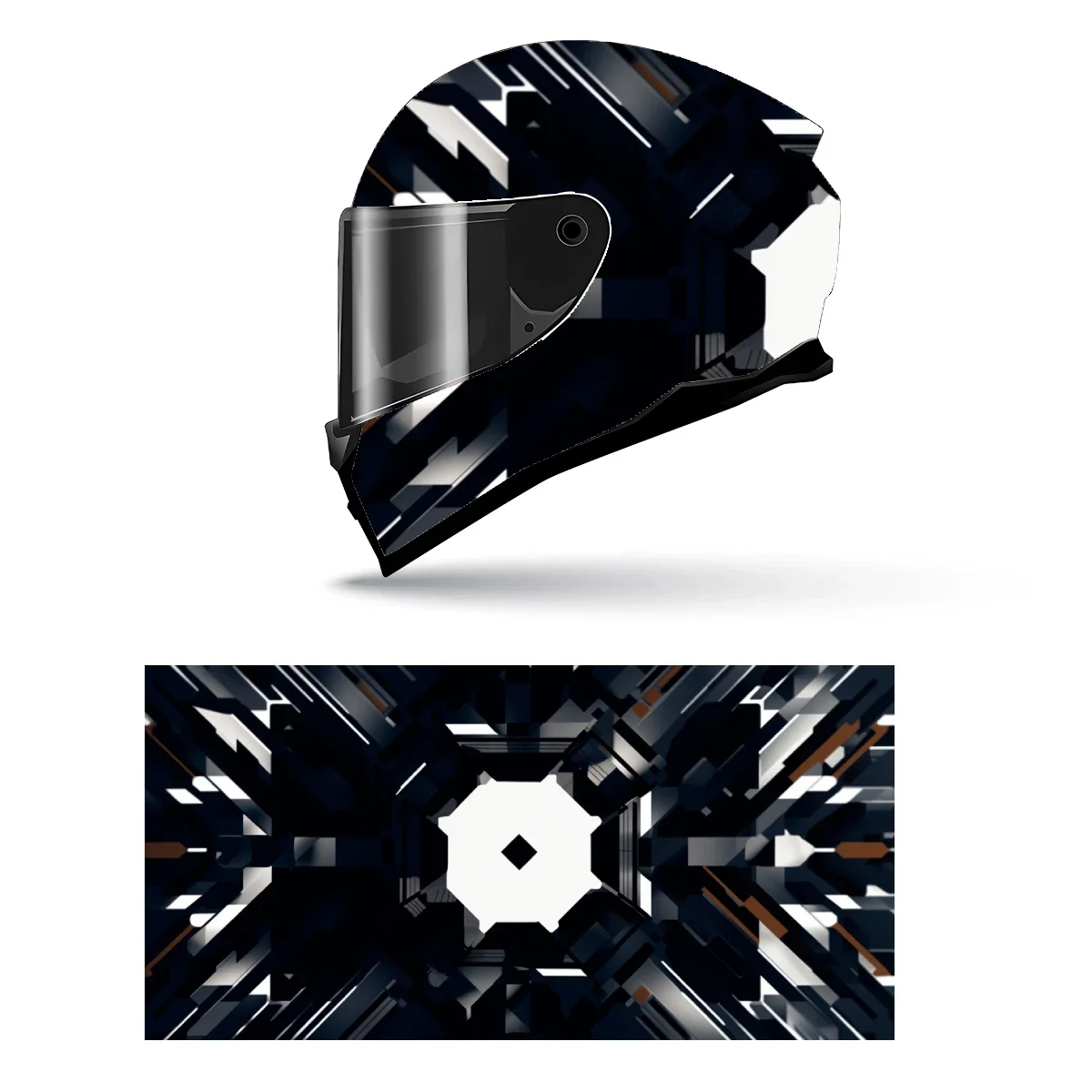 Adesivo Decorativo Futurista Abstrato para Capacete de Moto, Gráfico de Corrida, Vinil para Envelopamento de Capacete